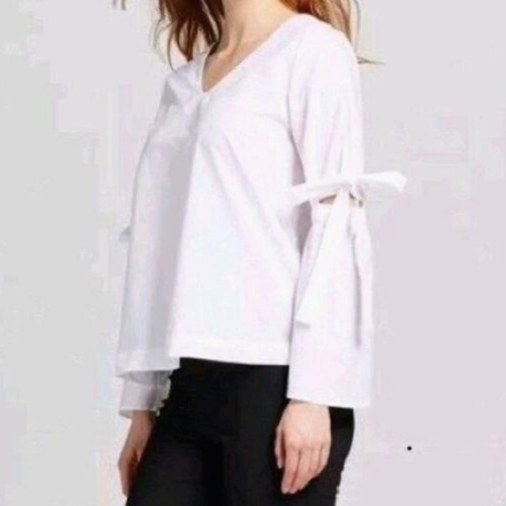 Who What Wear White Blouse with Elbow Cutout